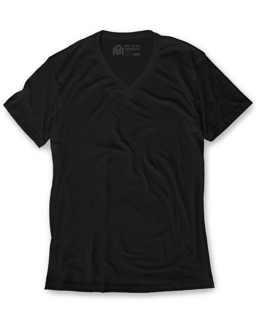 Essential V-Neck Tee-Black-Front