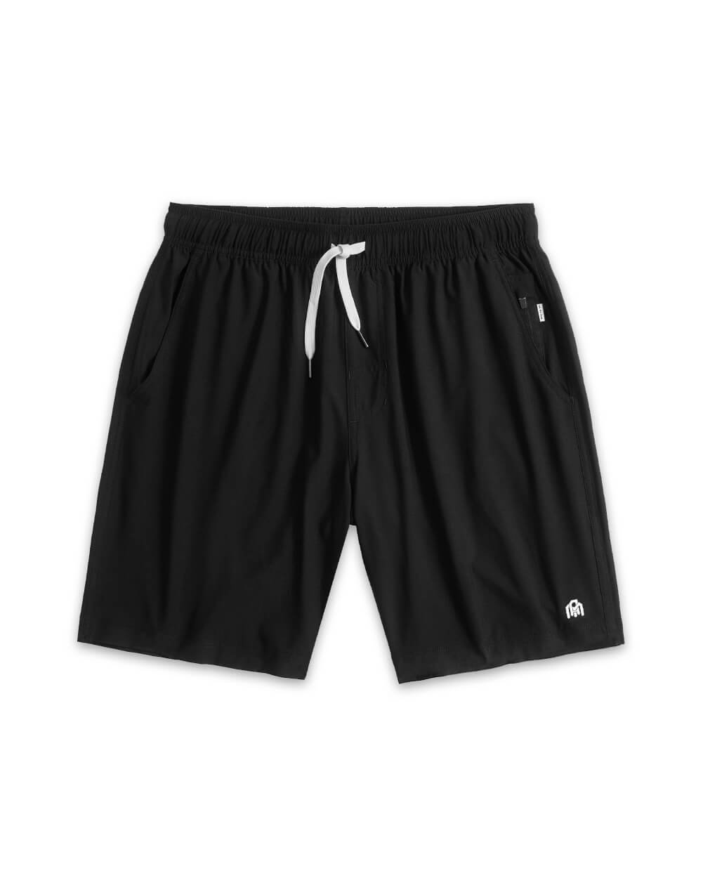 Basic Athletic Shorts-Black-Front
