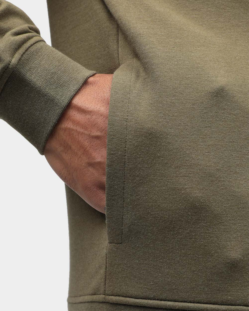 Pullover Hoodie (Hidden Pocket) - Branded-Olive Green-Detail--Jay---M