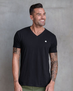 Basic V-Neck Tee-Black-Front--Zack---L
