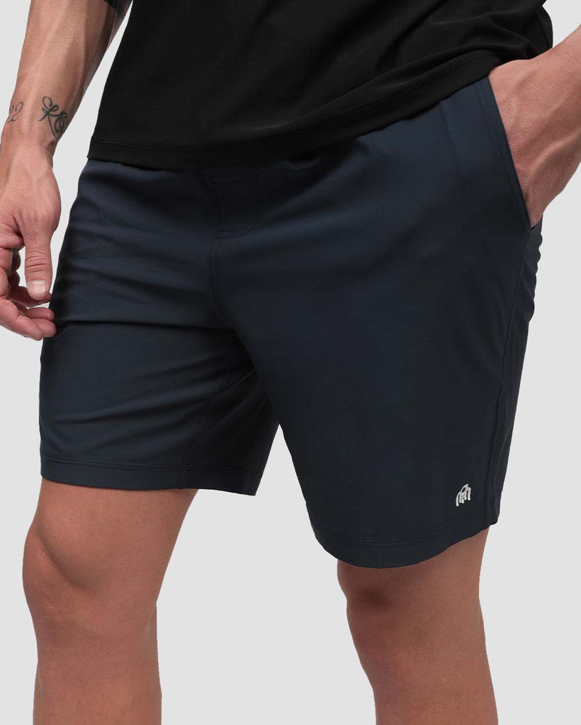 Basic Athletic Shorts-Navy-Side--Zach---L