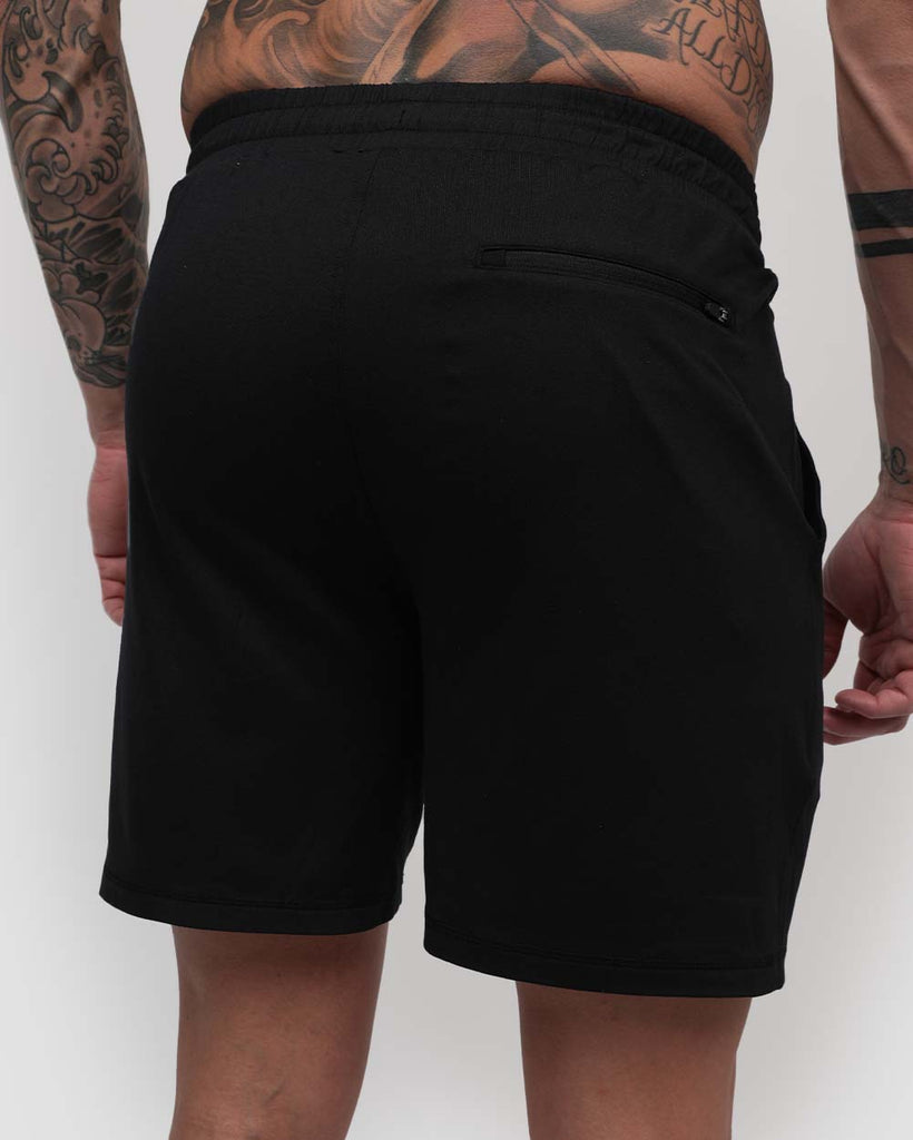 Basic Comfort Shorts-Black-Back--Zach---L