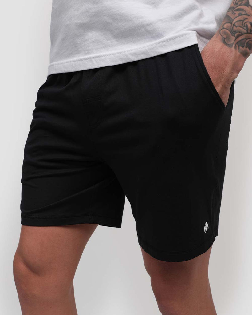 Basic Comfort Shorts-Black-Front--Zach---L
