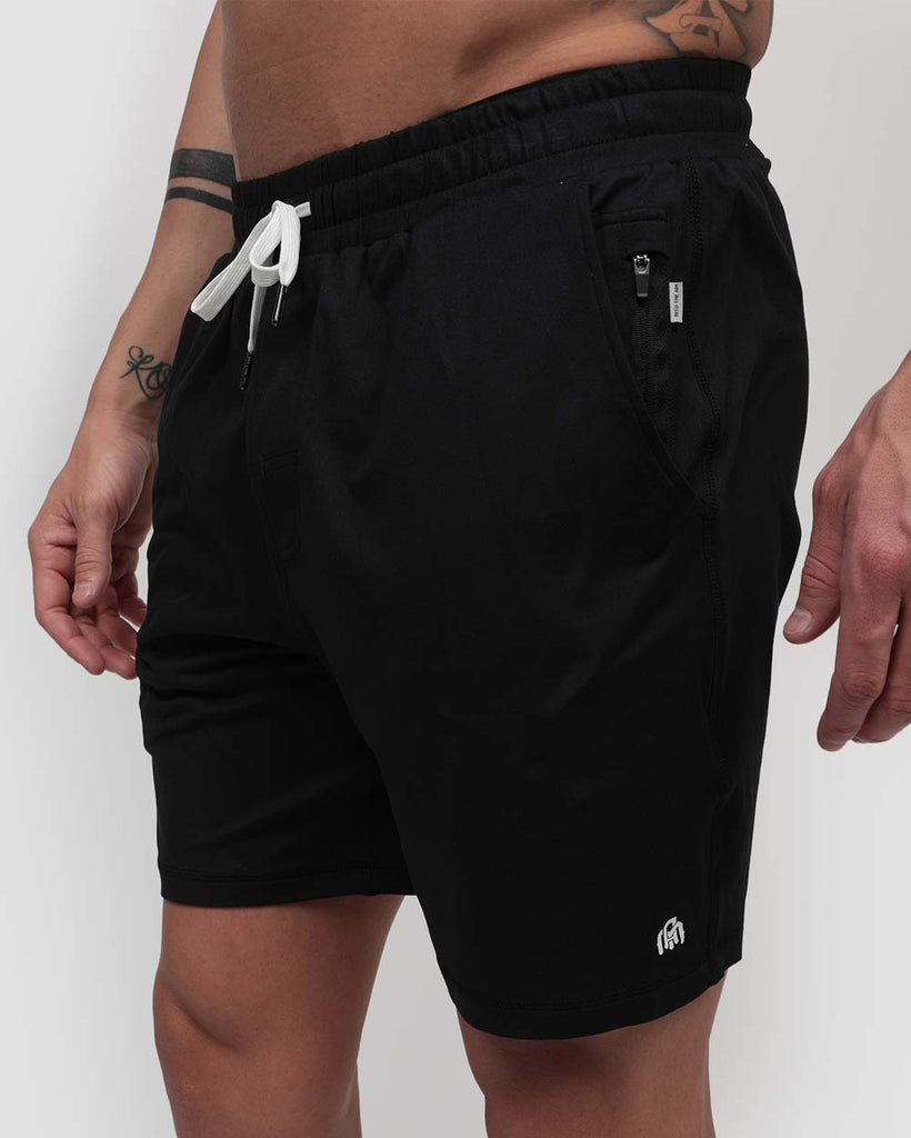 Basic Comfort Shorts-Black-Side--Zach---L