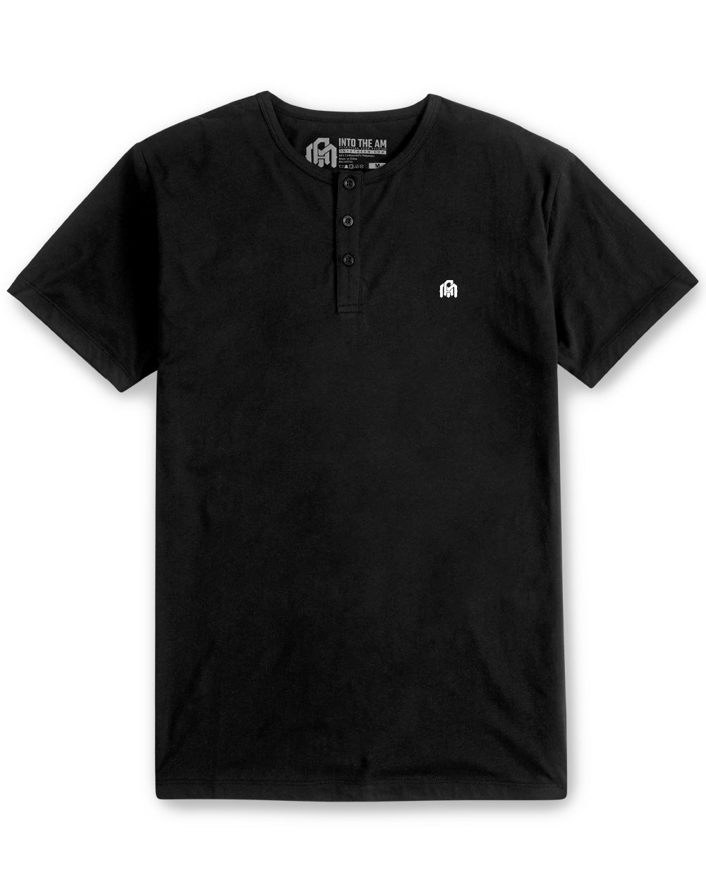 Basic Henley Tee-Black-Front