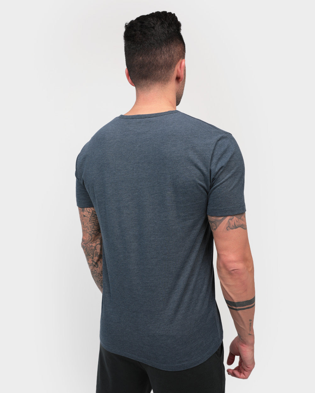 Henley Tee - Branded-Navy-Regular-Back--Model---Size