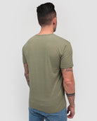 Henley Tee - Branded-Olive Green-Regular-Back--Model---Size