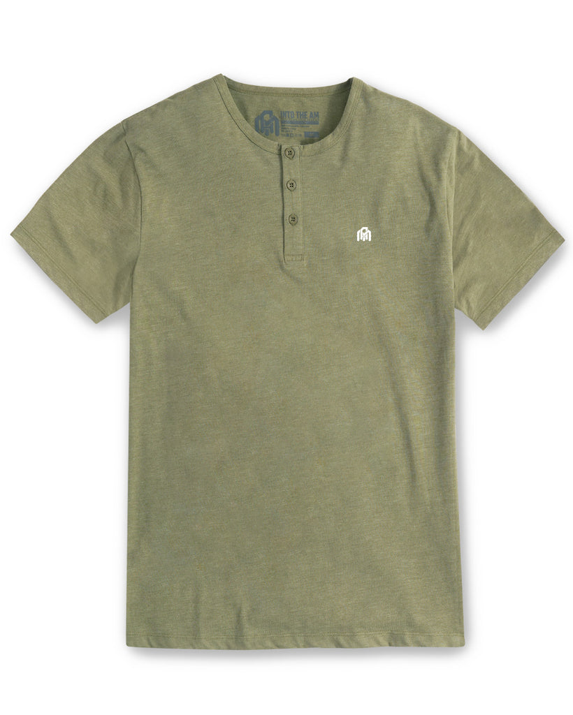 Basic Henley Tee-Olive Green-Front