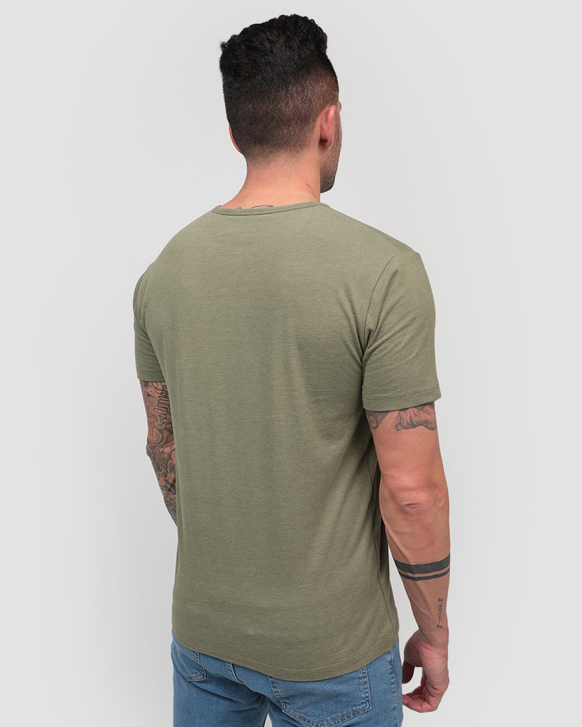 Essential Henley Tee-Olive Green-Back--Zach---L