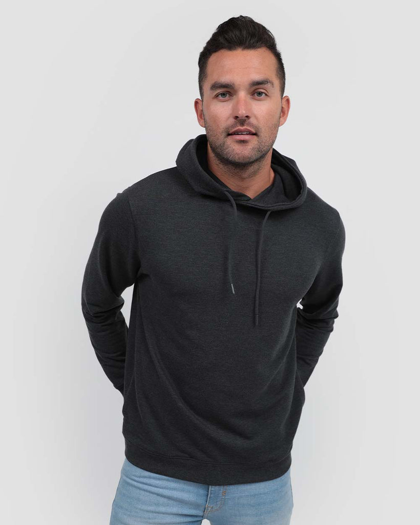 Essential Hoodie-Charcoal-Front--Zach---L