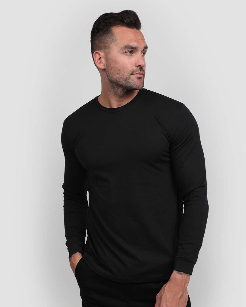 Essential Long Sleeve Tee-Black-Front--Zach---L