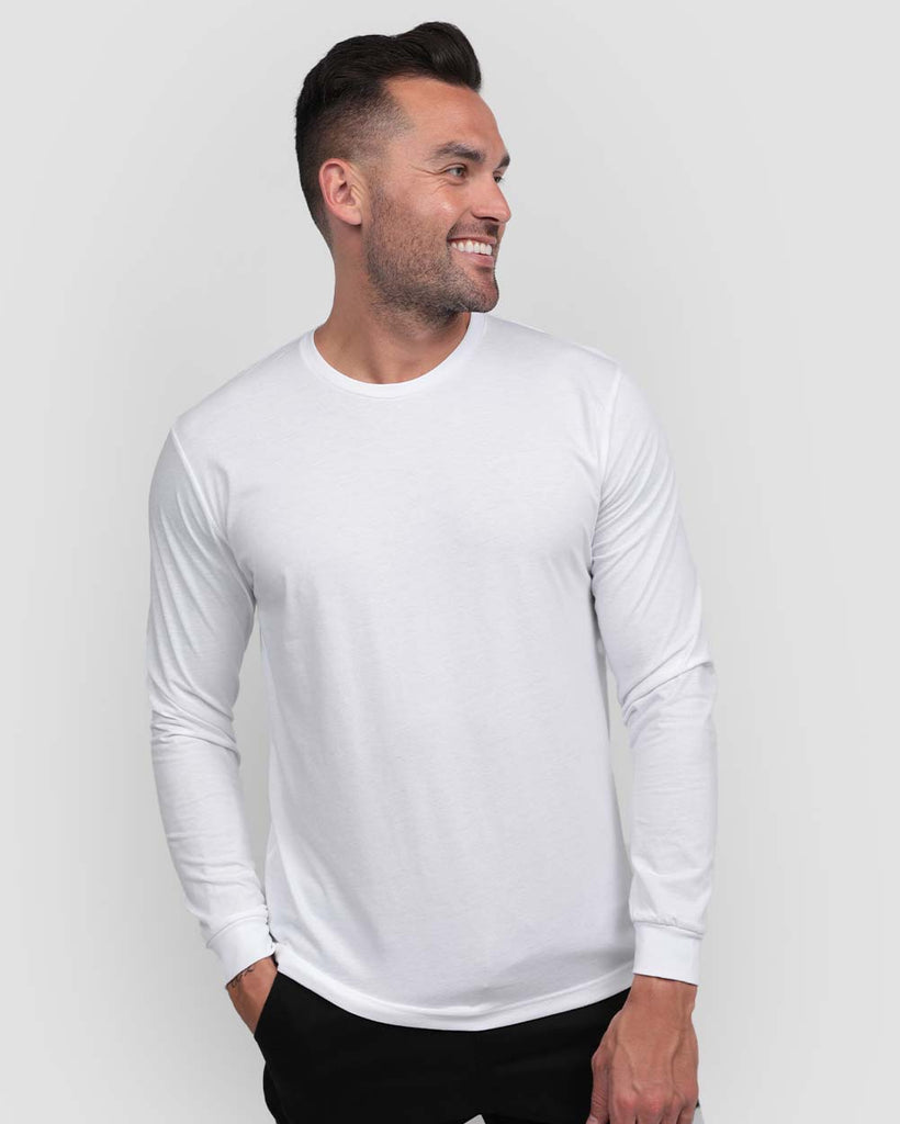 Essential Long Sleeve Tee-White-Front--Zach---L