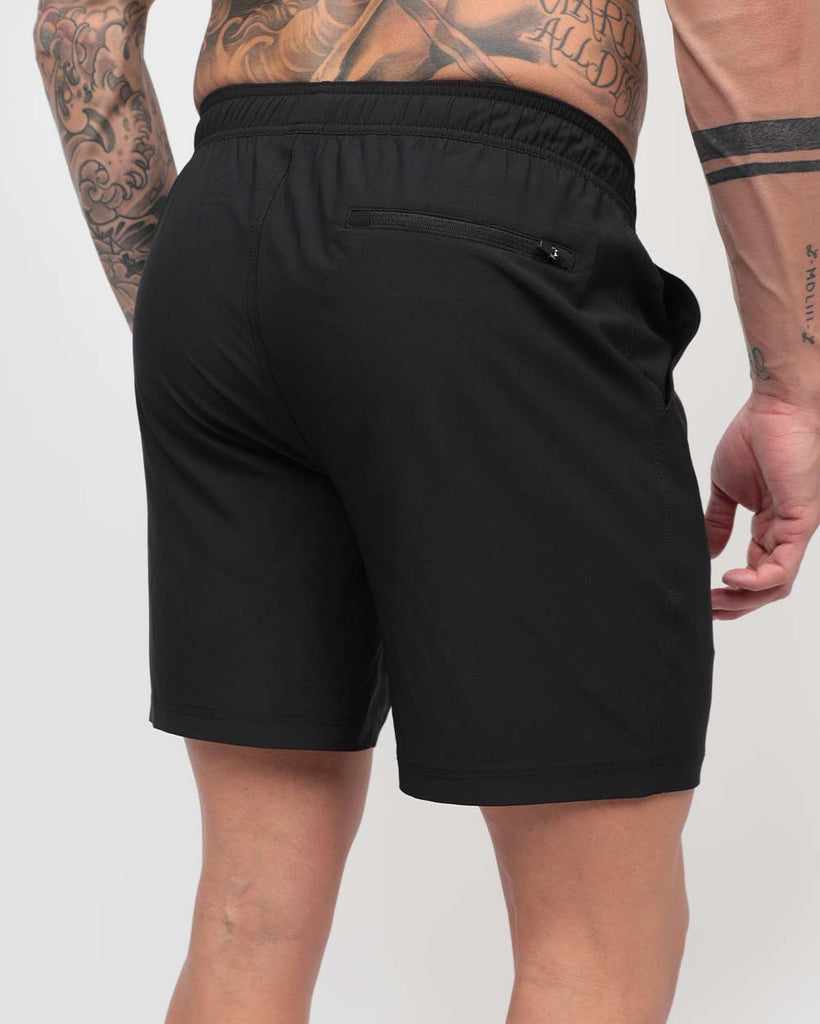 Essential Athletic Shorts-Black-Back--Zach---L