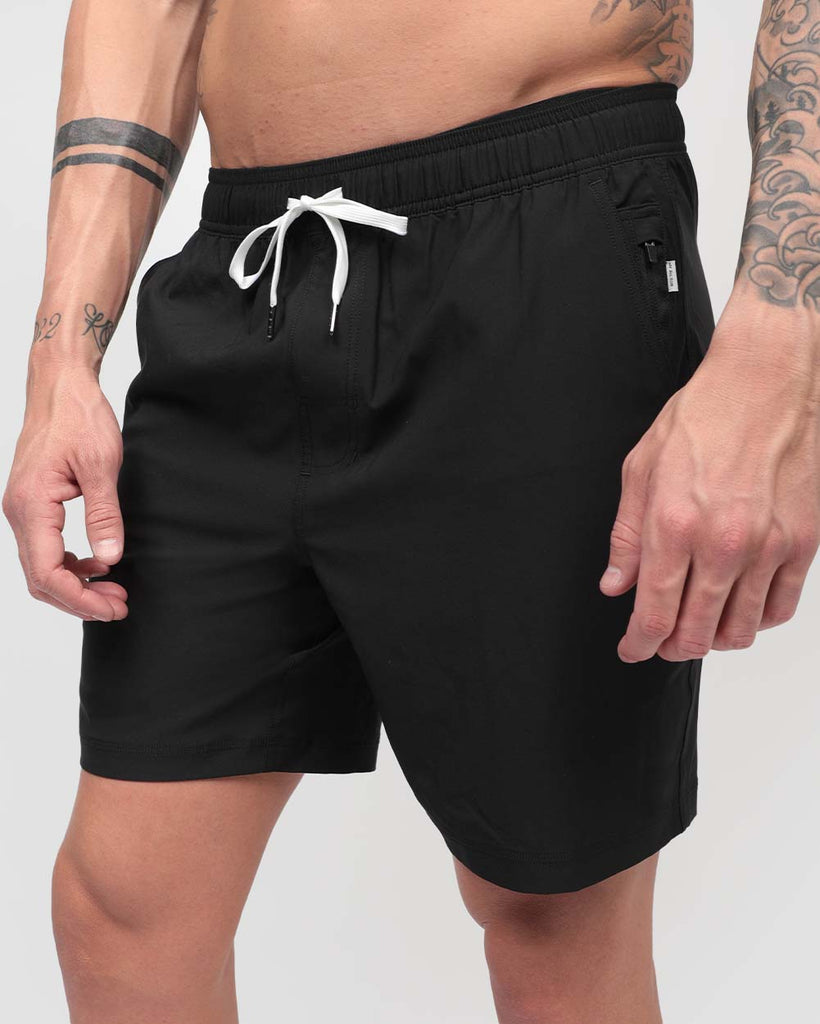Essential Athletic Shorts-Black-Side--Zach---L