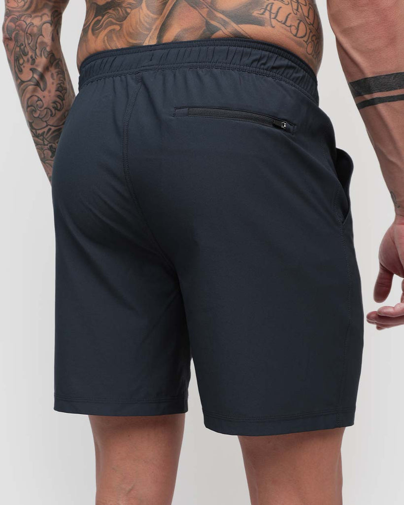Essential Athletic Shorts-Navy-Back--Zach---L