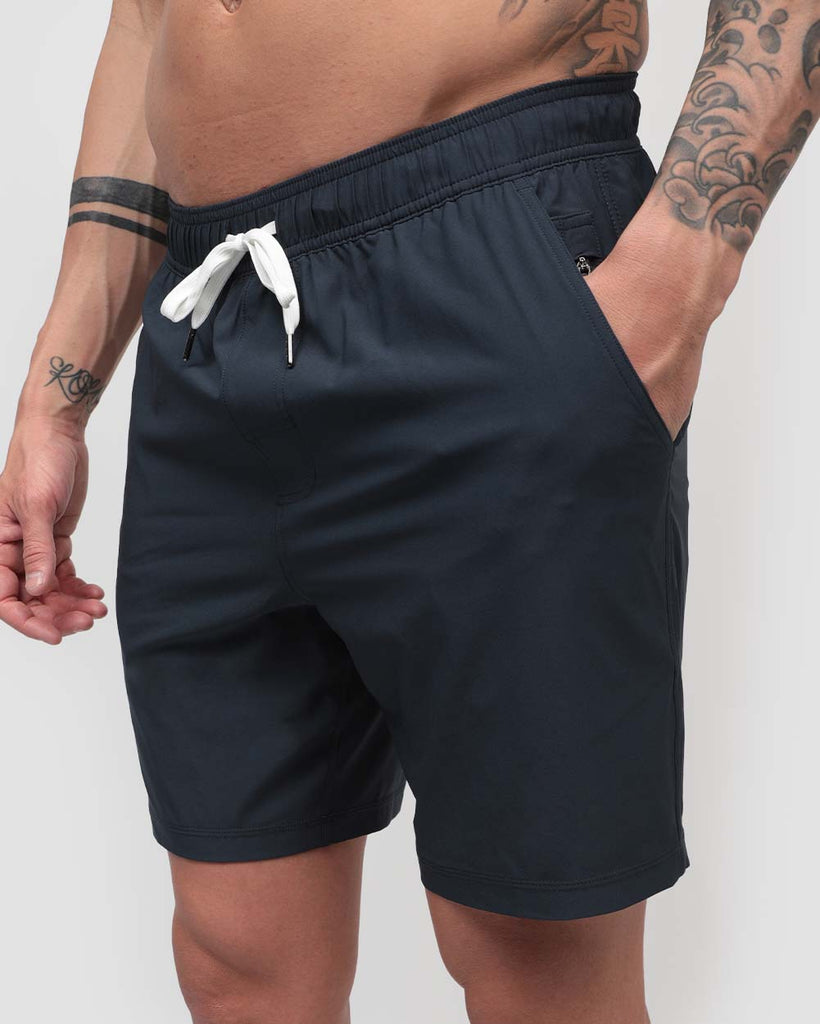 Essential Athletic Shorts-Navy-Side--Zach---L