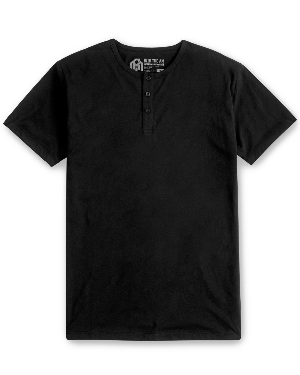 Essential Henley Tee-Black-Front