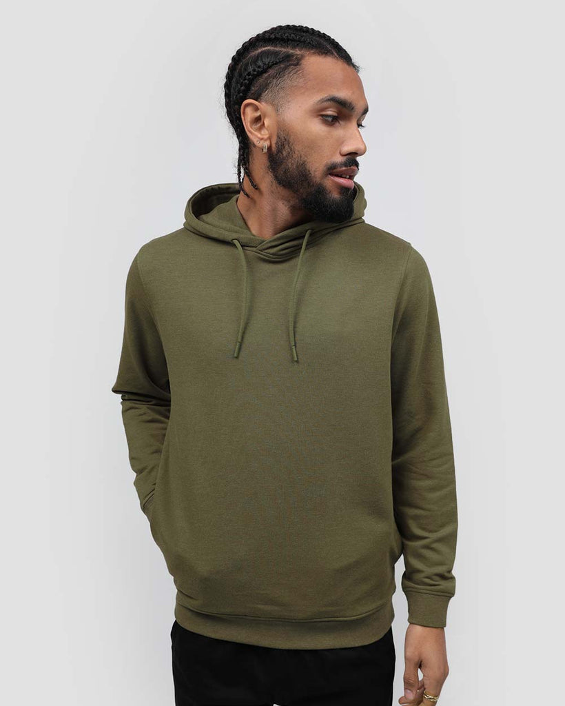 Essential Hoodie-Olive Green-Front--Jay---M