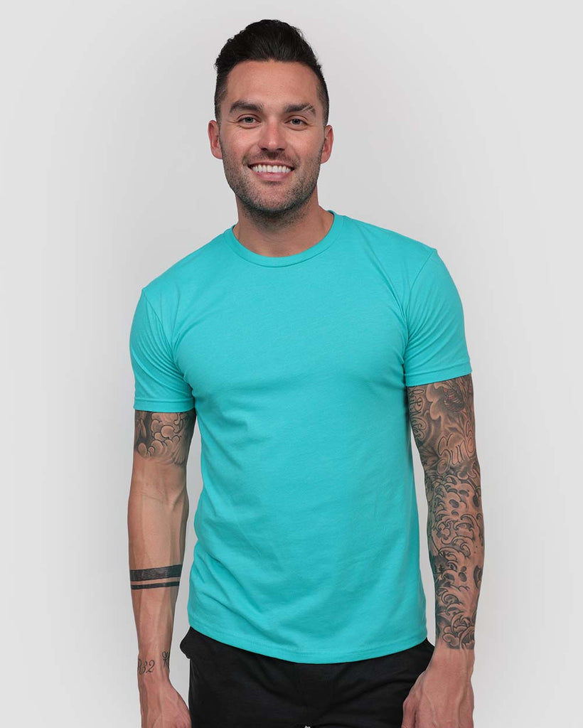 Basic Tee - Non-Branded-Tahiti Blue-Front--Zach---L