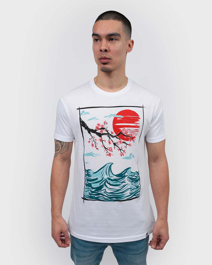 Blooming Waters Tee-White-Front--RJ---M
