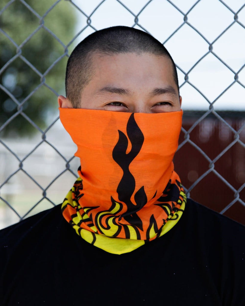 Orange Flame Seamless Mask Bandana-Lifestyle