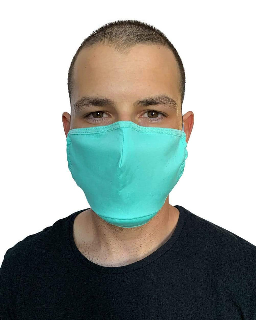 Solid Color Face Mask-Turquoise-Male-Front