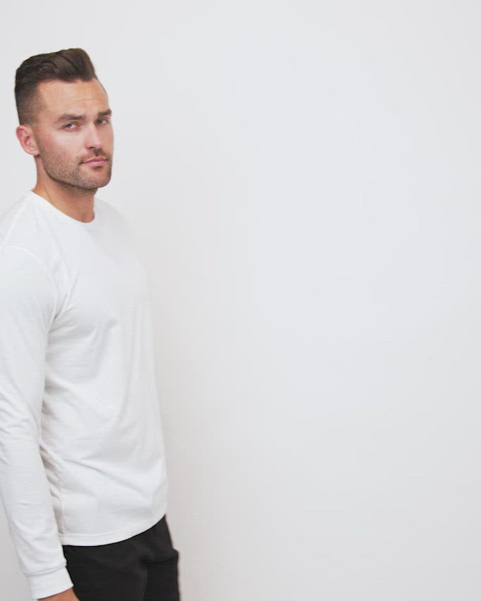 Essential Long Sleeve Tee-White-Video