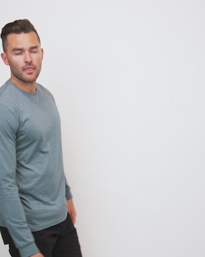 Essential Long Sleeve Tee-Indigo-Video